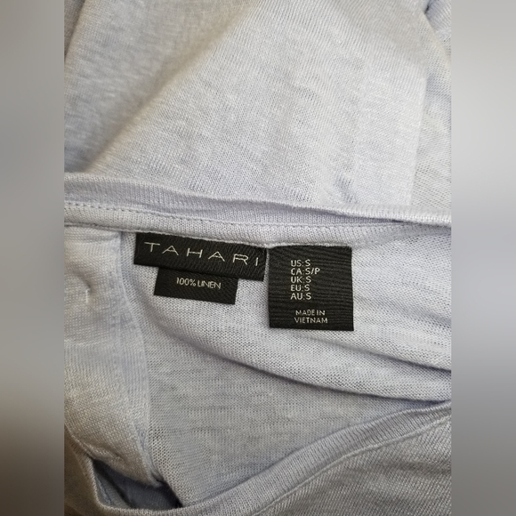 ☀️ Tahari Linen Sleeveless Shirt - Blue - Picture 4 of 4